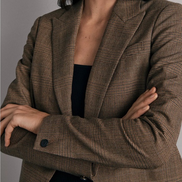 NWT Rag & Bone - Elle Slim Fit wool Blazer in Brown Houndstooth - Picture 3 of 7